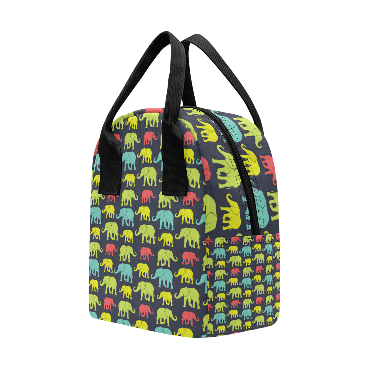Elephant Neon Color Print Pattern Insulated Lunch Bag