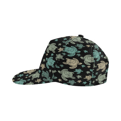 Sea Turtle Stamp Pattern Snapback Cap