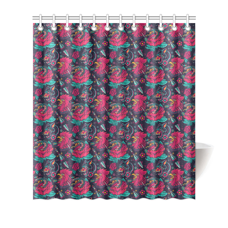 Old School Tattoo Print Shower Curtain