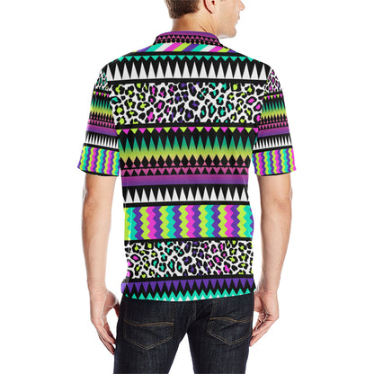 Animal Skin Aztec Rainbow Men Polo Shirt