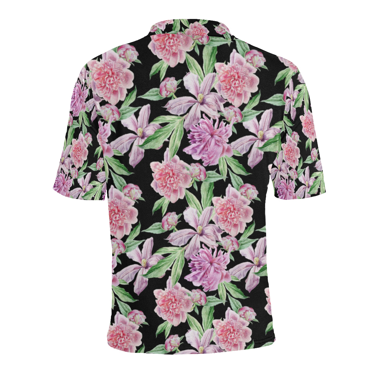 Peony Pattern Print Design PE08 Men Polo Shirt