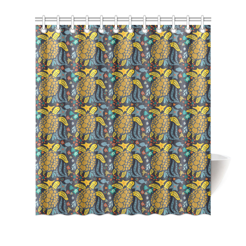 Sea Turtle Pattern Print Design T03 Shower Curtain
