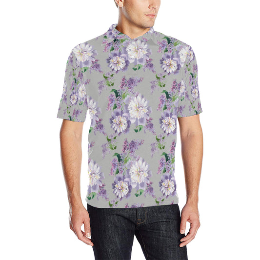 Lilac Pattern Print Design LI07 Men Polo Shirt