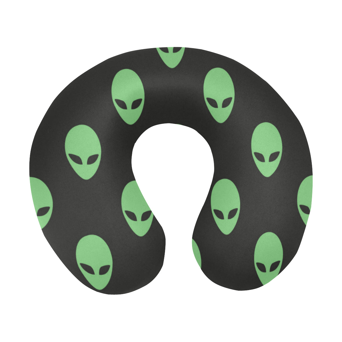 Alien Green Neon Pattern Print Design 01 U-Shaped Travel Neck Pillow