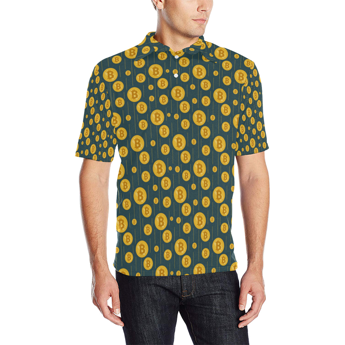 Bitcoin Pattern Print Design 01 Men Polo Shirt