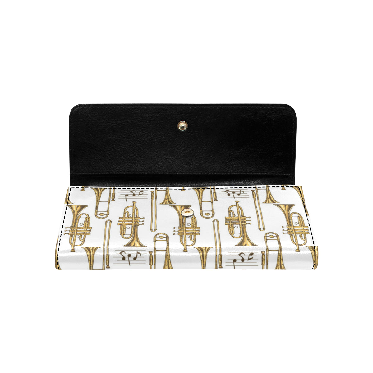 Trombone Pattern Print Design 04 Women's Trifold Wallet