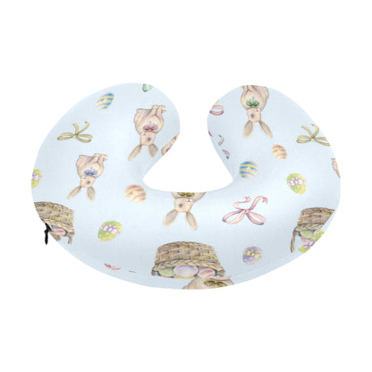 Rabbit Easter Eggs Pattern Print Design 03 U-Shaped Travel Neck Pillow
