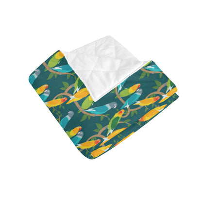 Lovebird Pattern Print Design 02 Premium Quilt