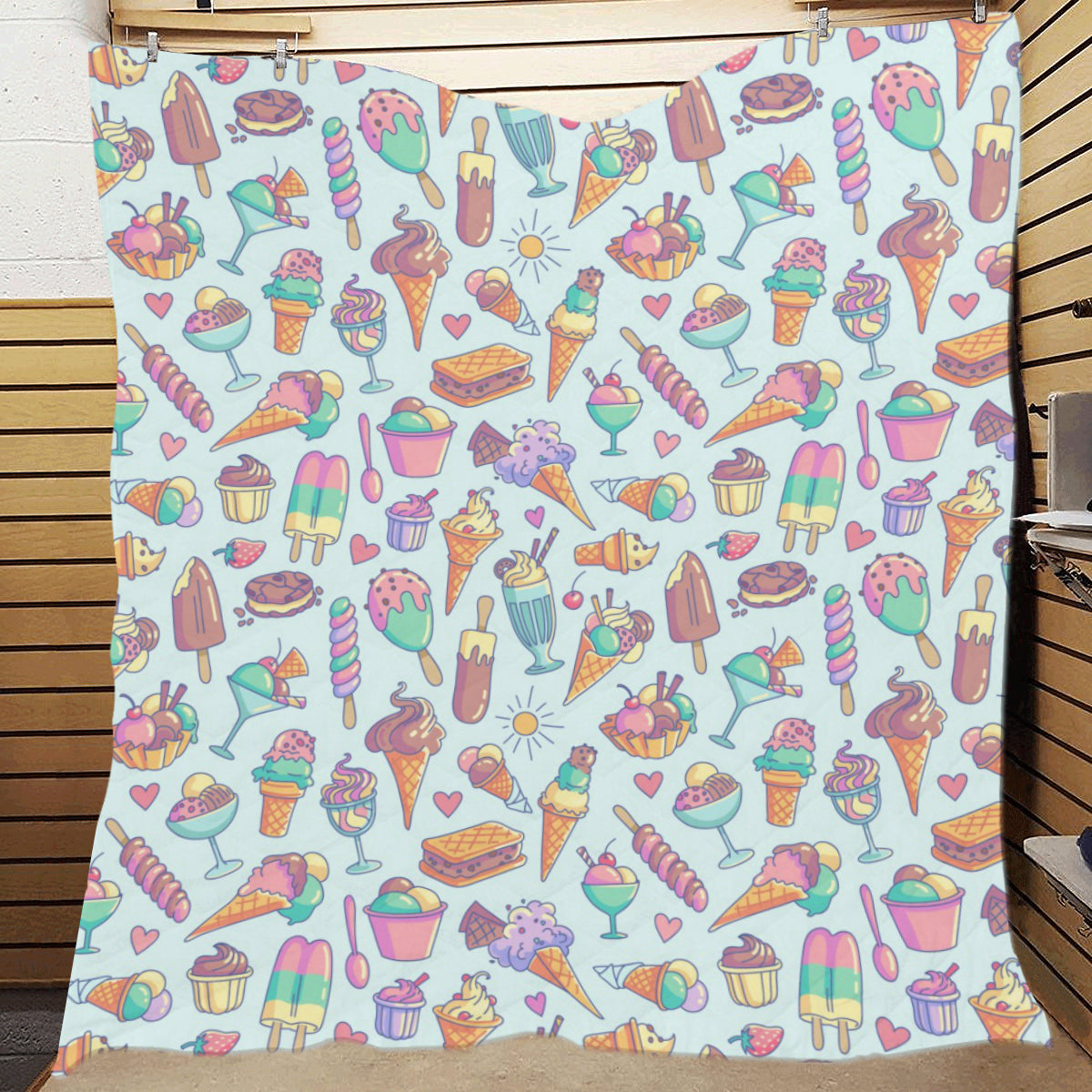 Ice Cream Pattern Print Design IC02 Premium Quilt