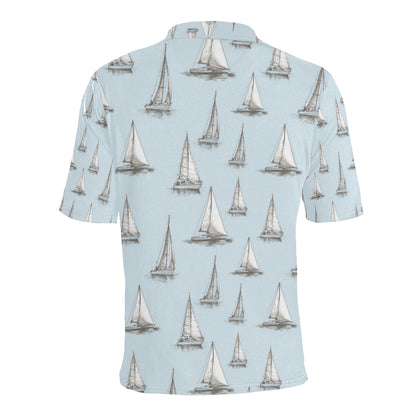 Sailing Ships Pattern Print Design A01 Men Polo Shirt