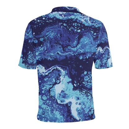 Ocean Liquid Pattern Print Design A03 Men Polo Shirt