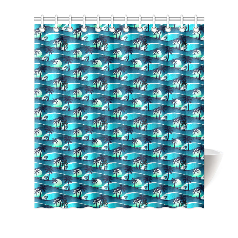 Beach Wave Design Print Shower Curtain