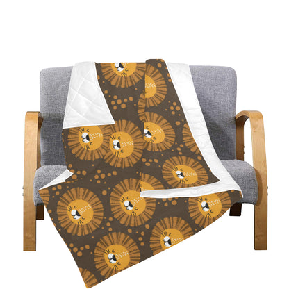 Lion Cartoon Pattern Print Design 01 Premium Quilt