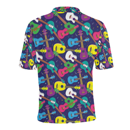 Ukulele Pattern Print Design 02 Men Polo Shirt
