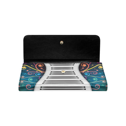 Piano Pattern Print Design 01 Women's Trifold Wallet