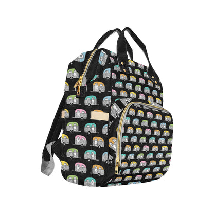 Camper Pattern Camping Themed No 2 Print Diaper Bag Backpack
