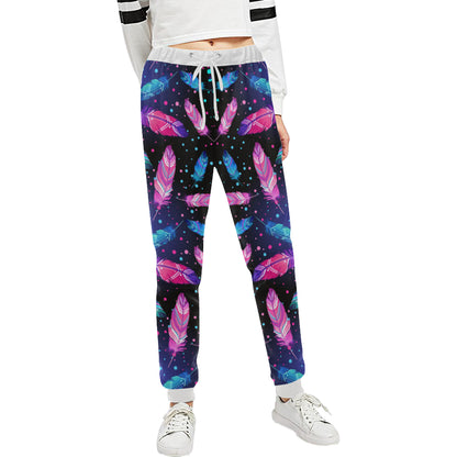 Feather Colorful Boho Design Print Unisex Sweatpants