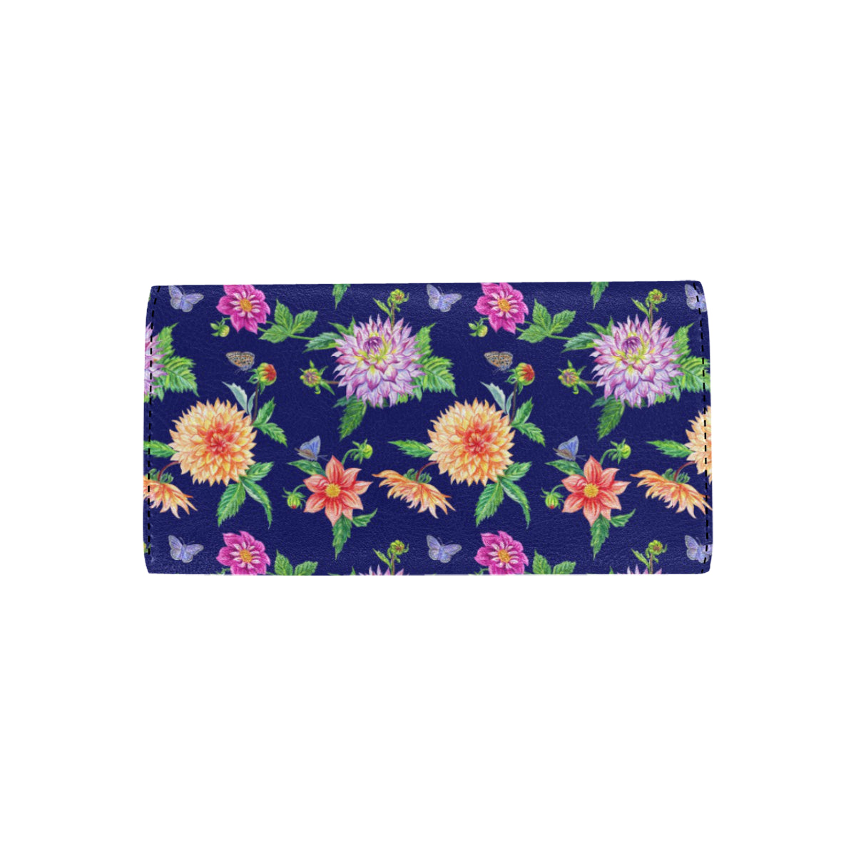 Dahlia Pattern Print Design DH010 Women's Trifold Wallet