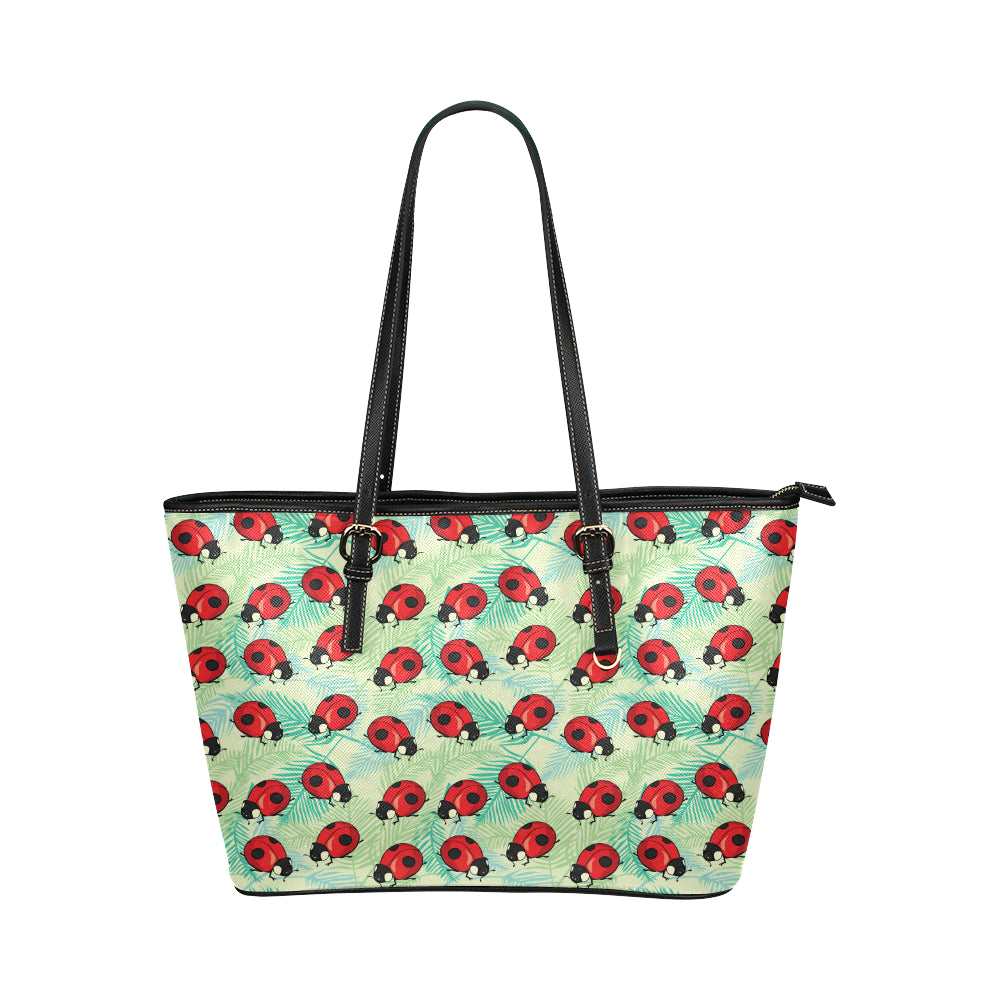 Ladybug Cute Print Pattern Leather Tote Bag