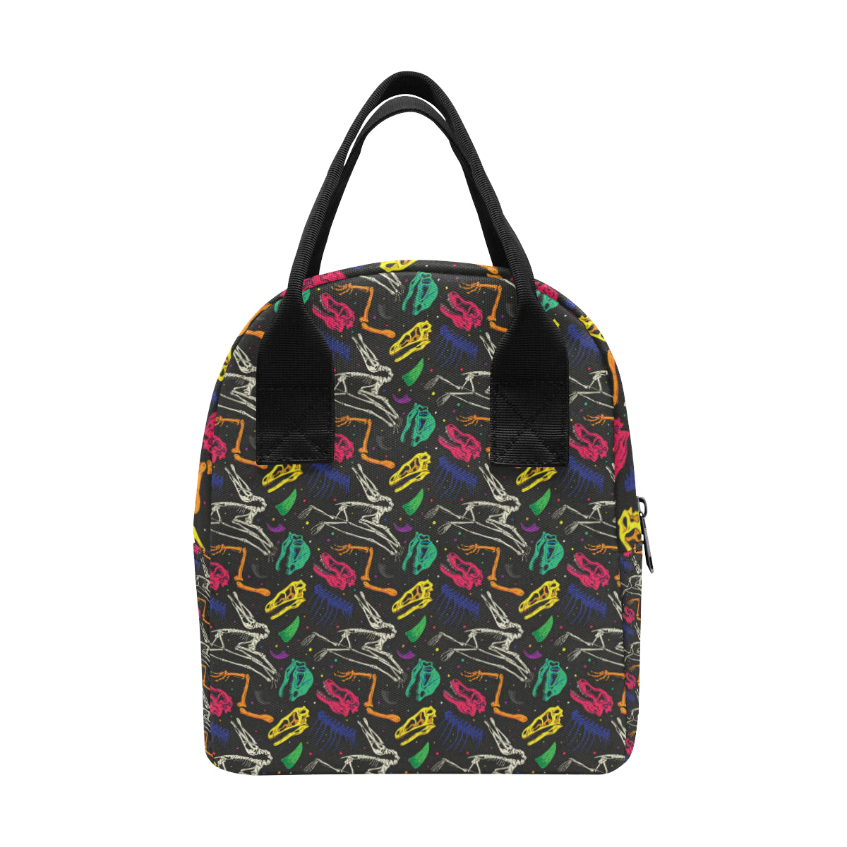 Dinosaur Skull Color Print Pattern Insulated Lunch Bag