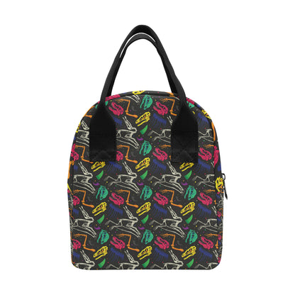 Dinosaur Skull Color Print Pattern Insulated Lunch Bag