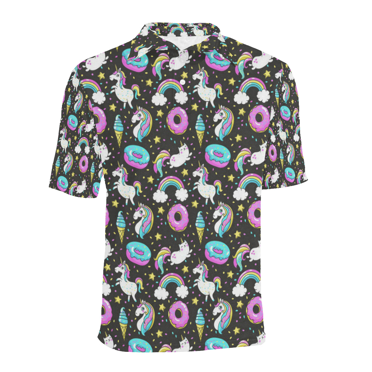 Donut Unicorn Pattern Print Design DN09 Men Polo Shirt