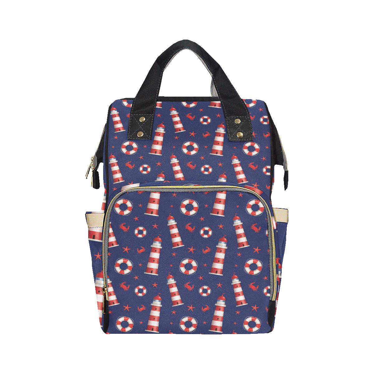 Nautical Pattern Print Design A03 Diaper Bag Backpack