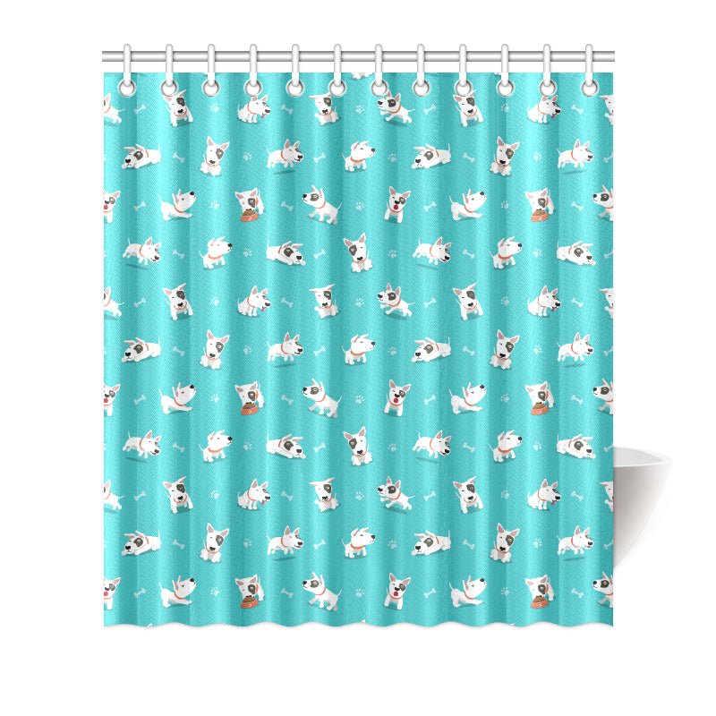 Bull Terriers Pattern Print Design 07 Shower Curtain