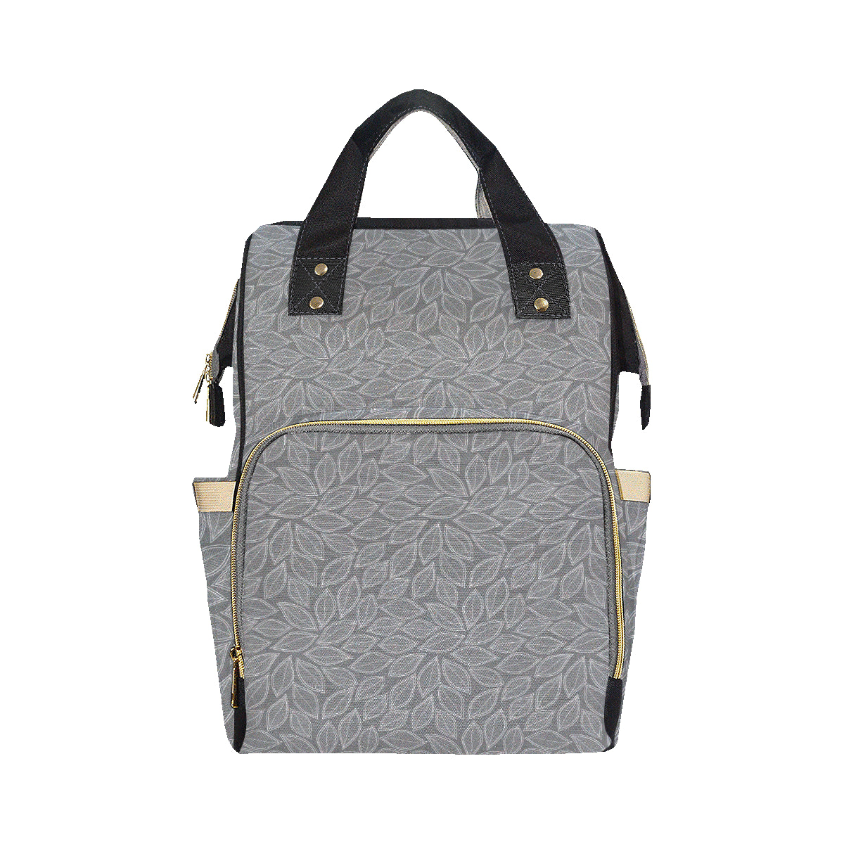 Elm Leave Grey Print Pattern Diaper Bag Backpack