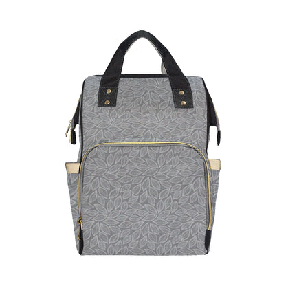 Elm Leave Grey Print Pattern Diaper Bag Backpack