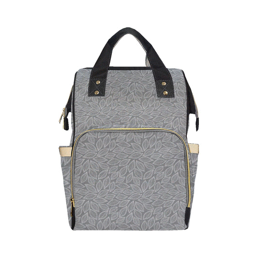 Elm Leave Grey Print Pattern Diaper Bag Backpack