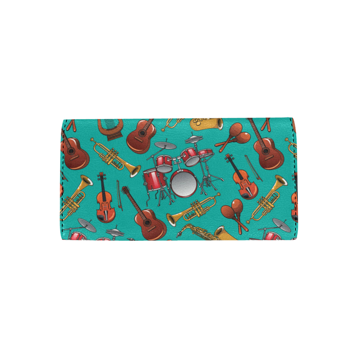 Drum Set Pattern Print Design 01 Women's Trifold Wallet