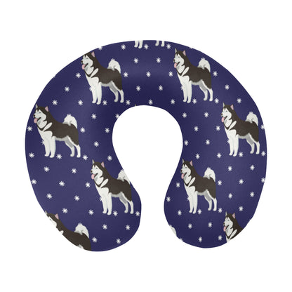 Alaskan Malamute Pattern Print Design 04 U-Shaped Travel Neck Pillow