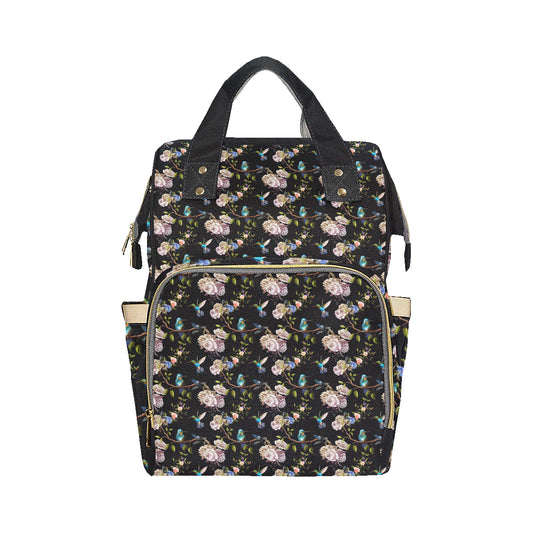 Hummingbird Flower Themed Print Diaper Bag Backpack