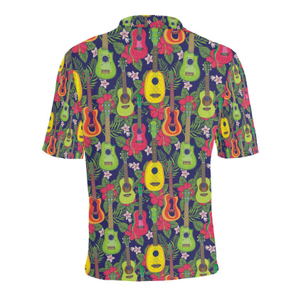 Ukulele Tropical Pattern Print Design 03 Men Polo Shirt