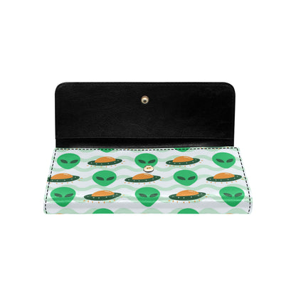 Alien UFO Pattern Print Design 04 Women's Trifold Wallet