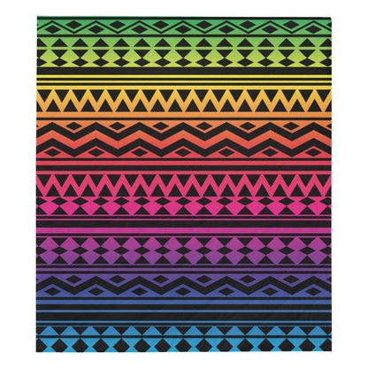 Rainbow Tribal Pattern Print Design A02 Premium Quilt