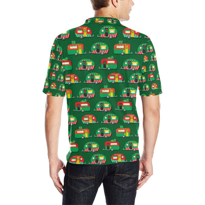 Camper Camping Christmas Themed Print Men Polo Shirt