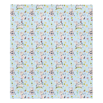 Cow Happy Pattern Print Design 05 Premium Quilt