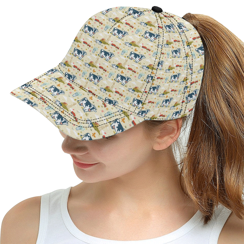 Cow Farm Design Print Snapback Cap