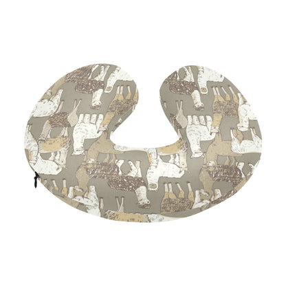 Alpaca Pattern Print Design 01 U-Shaped Travel Neck Pillow