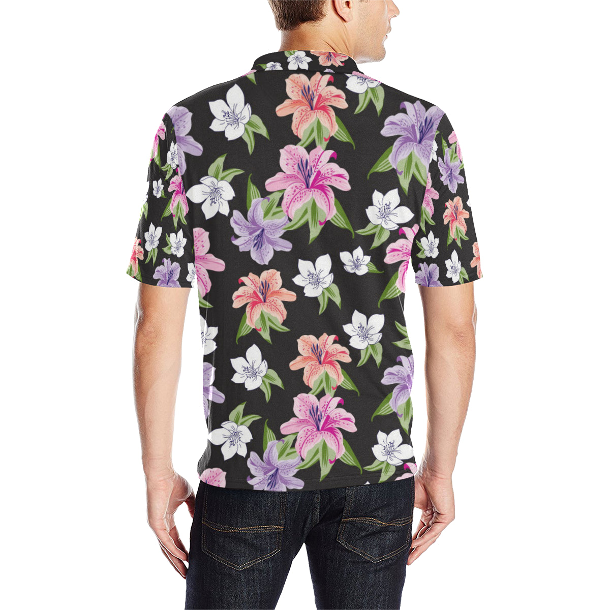 Lily Pattern Print Design LY02 Men Polo Shirt