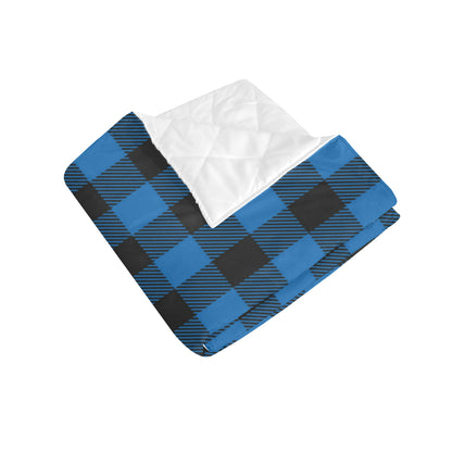 Buffalo check Blue Pattern Print Design 03 Premium Quilt