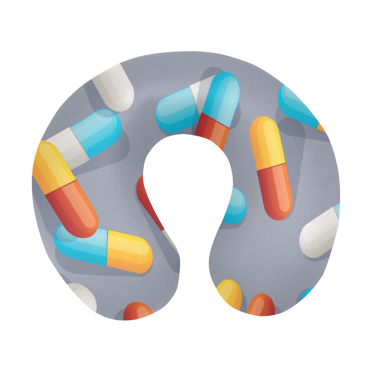 Pill Pattern Print Design A01 U-Shaped Travel Neck Pillow