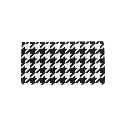 Houndstooth Black White  Pattern Print Design 05 Women's Trifold Wallet