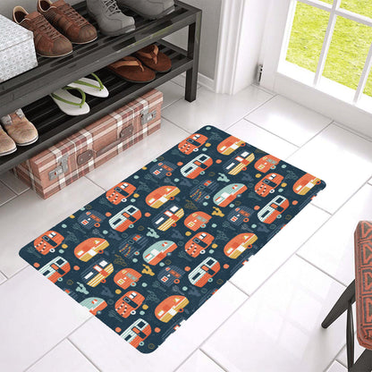 Camper Caravan Print Pattern Rubber Doormat