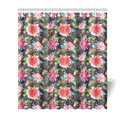 Dahlia Pattern Print Design DH02 Shower Curtain