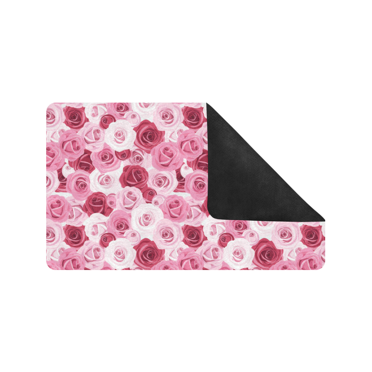 Pink Red Rose Pattern Print Rubber Doormat