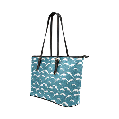 Surf Wave Tribal Design Leather Tote Bag