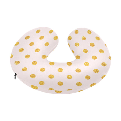 Polka Dot Gold Pink Pattern Print Design 01 U-Shaped Travel Neck Pillow